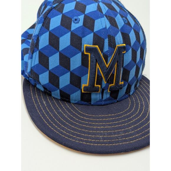 MILWAUKEE BREWERS MLB 59FIFTY NEW ERA 7 3/8 FITTED BLUE Geometric - Picture 2 of 6